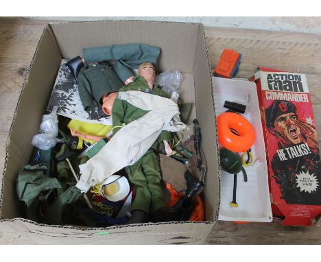 An Action Man and various accessories. 