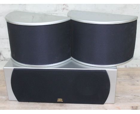 Monitor Audio comprising a pair of GRFX 2254 surround sound speakers and a Gold LCR 601122 speaker.Condition: will be sold as