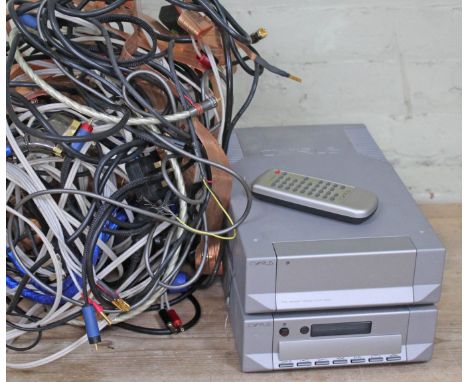 Cyrus PSX R power supply and Cyrus CD8 CD player with Cyrsu Commander remote and box of various cables.Condition: power cable