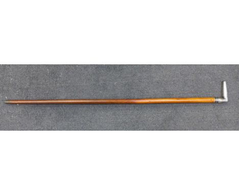 A malacca walking stick with silver handle 