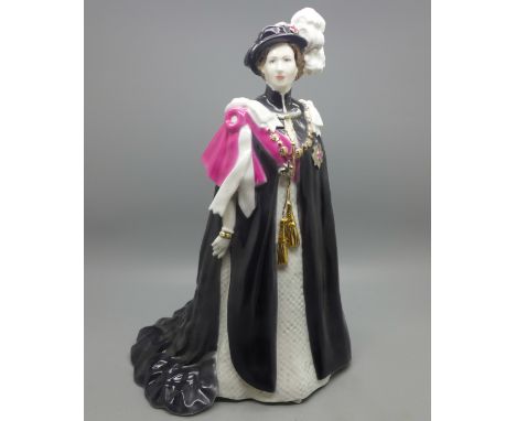 A Royal Worcester figure, Her Majesty Queen Elizabeth II, "The Order of The Garter", limited edition 1,414/4,500 