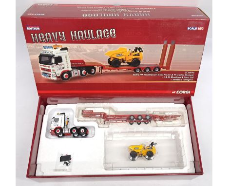 Corgi Heavy Haulage, 1:50 Scale, CC14014 Volvo FH, Nooteboom Step Frame &amp; Thwaites Dumper &ldquo;J &amp; M Murdoch &amp; 
