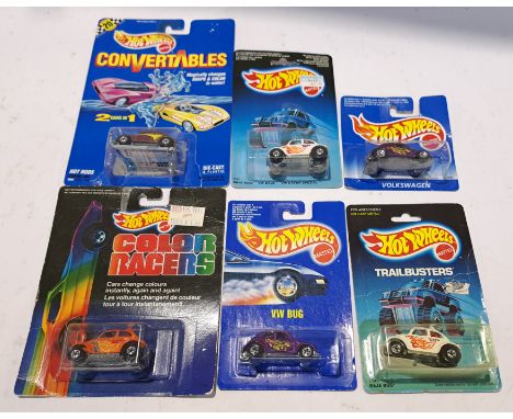 Mattel Hot Wheels, a carded Group of VW Beetle Models. Although unchecked for completeness condition appears Excellent within