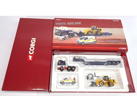 Corgi Heavy Haulage. 1:50 Scale, CC13427 Man TGA Nooteboom Low Loader JCB 456 Wheel Loader ZX &amp; Vauxhall Vivaro Escort Va