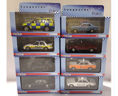 Corgi/Lledo, a boxed Group of 1:43 Scale Police Vanguards. Although unchecked for completeness condition appears Good to Good