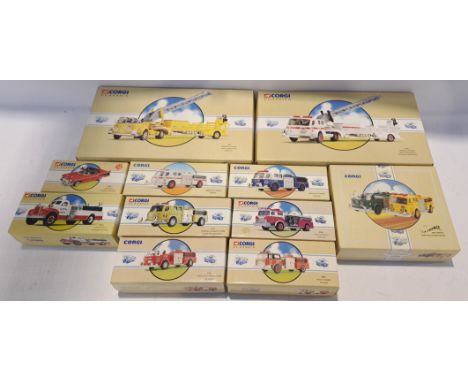 Corgi, a boxed Group of 1:50 Scale Fire Service Vehicles. Although unchecked for completeness condition appears Good to Good 