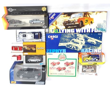 Corgi, Gama, Matchbox &amp; similar, Mini Coopers, Racing Cars &amp; similar, a boxed Car group. &nbsp;Although unchecked for