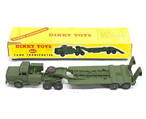 Dinky Toys 660 Tank Transporter, boxed. Although unchecked for completeness condition appears Good to Good Plus within Fair P