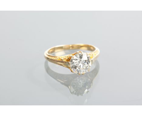 VICTORIAN DIAMOND SOLITAIRE RING the old brilliant cut diamond of approximately 1.55 carats in an ornate moulded and pierced 