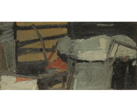 *ARTHUR NEAL (B. 1951) 'Untitled', Abstract composition, oil, 28cm x 56cm. Exhibited: NEAC at The Mall Galleries, London, 200