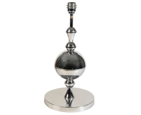 A MODERNIST CHROME TABLE LAMP, the column with central globular 'ball' above a circular base, 49cm high