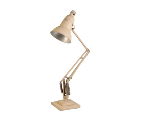 HERBERT TERRY &amp; SONS: AN ANGLEPOISE LAMP, cream painted finish and raised on a stepped base, stamped "Made in England by 