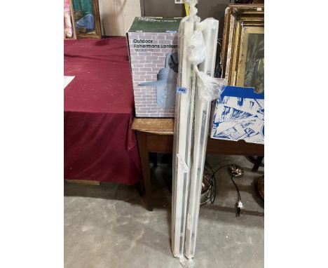 A pair of Venetian blinds, as new and an outside lantern, as new