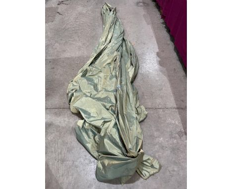 A pair of green silk curtains. Unlined. 120' wide x 144' drop approx. Each curtain