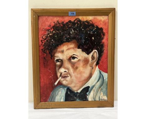 SHELBAY. BRITISH 20TH CENTURY A portrait of Dylan Thomas. Signed. Oil on board 20' x 15¾'