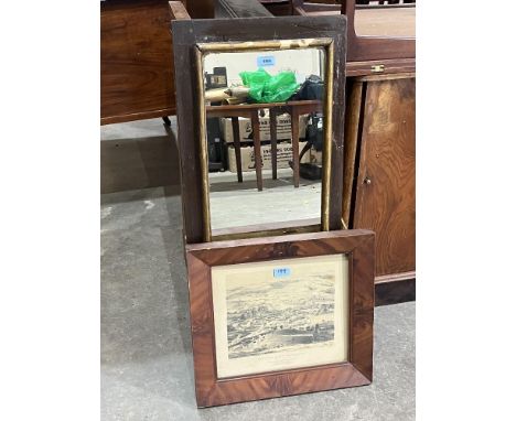 A Victorian mahogany framed print of Newtown and a wall mirror