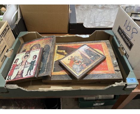 Six icon prints on panel