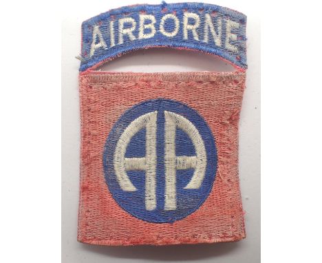 American WWII US Army 82nd Airborne Division badge, faded. P&amp;P Group 1 (£14+VAT for the first lot and £1+VAT for subseque