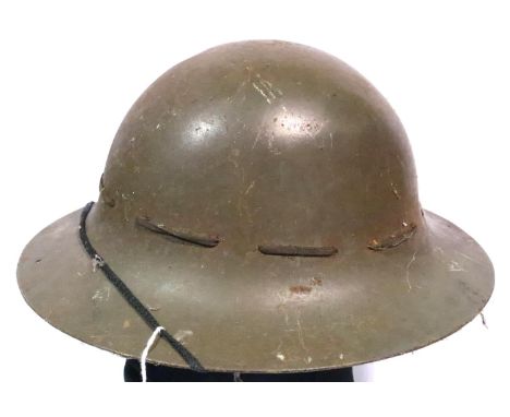 British WWII Civil Defence Zuckerman helmet with leather liner. P&amp;P Group 3 (£25+VAT for the first lot and £5+VAT for sub