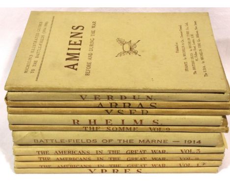 Michelins illustrated guides to the Battlefields, eight volumes including Amiens, the Somme (vol 2) Verdun, Arras, Yser, Reim