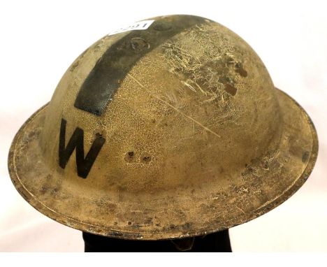 British WWII Civil Defence Air Raid Warden Chief helmet with liner and chinstrap. P&amp;P Group 2 (£18+VAT for the first lot 