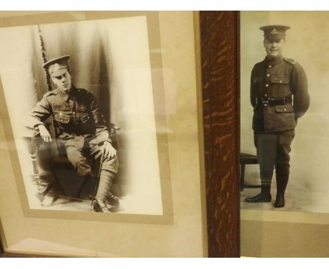 British WWI photographic brother portrait of 1659 Pvt E. Arthur Field south Staffordshire regiment KIA 7-9-1915, with 30189 P