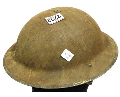 British WWII Brodie helmet dated 1939 with liner and chinstrap. P&amp;P Group 2 (£18+VAT for the first lot and £3+VAT for sub