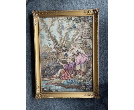 Large Framed Vintage French Tapestry. 
