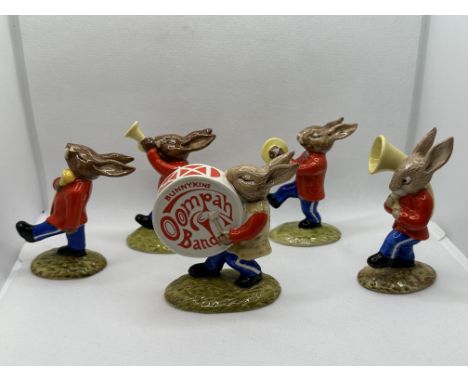 Royal Doulton - The Oompah Band Bunnykins to include Drummer Bunnykins, Trumpeter Bunnykins, Sousaphone Bunnykins, Cymbals Bu