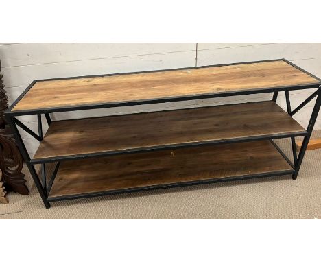 A contemporary metal and wood console table (H66cm W153cm D40cm)
