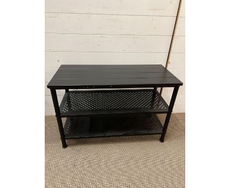 A metal bench seat with shelf under (H53cm W80cm D36cm)