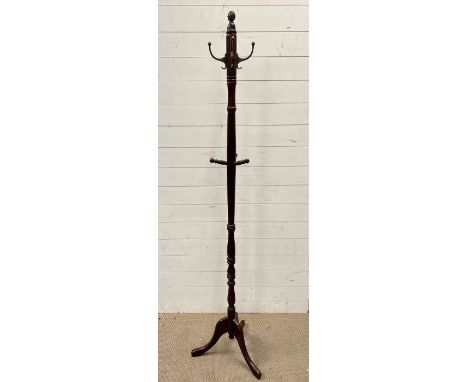 Four hook coat stand on tri legs 