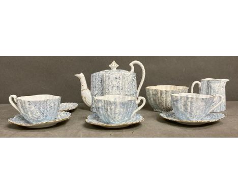 A selection of Wileman and Co pre Shelly china to include teapot, sugar bowl, milk jug, three cups and four saucers 