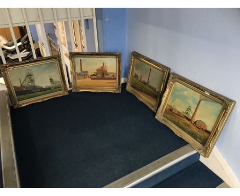 M. R. Prenelle, four oils, signed, 'Thornley Colliery', 'Londonderry Colliery Seaham Harbour', 'Seaham Colliery High Pit', 'W
