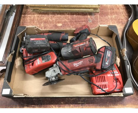 Tray of Milwaukee tools