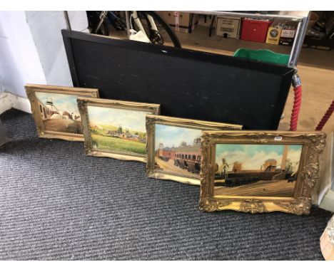 M. R. Prenelle, four oils, signed, 'Hetton Lyons Colliery', 'Hylton Colliery', 'Trimdon Grange Colliery', 'Ryhope Colliery', 