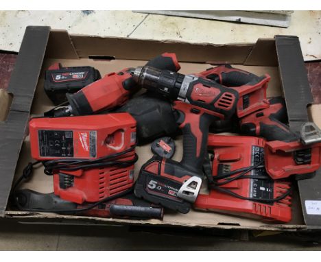 Tray of Milwaukee tools