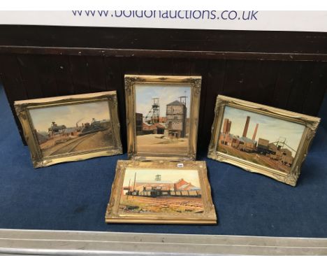 M. R. Prenelle, four oils, signed, 'Lumley Fencehouse', 'Harraton Colliery', 'Silksworth Colliery', 'Sherburn Hill', 30 x 40c