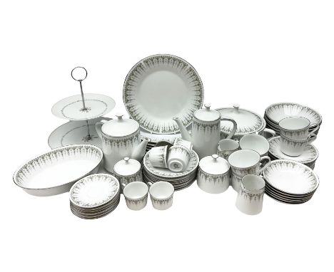 Noritake Kambrook pattern tea and dinner service for six, to include twin handled lidded tureen, lidded sucrier, teapot and c
