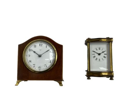 French dauphin cased timepiece carriage clock with a replacement lever platform escapement, enamel dial with Roman numerals a
