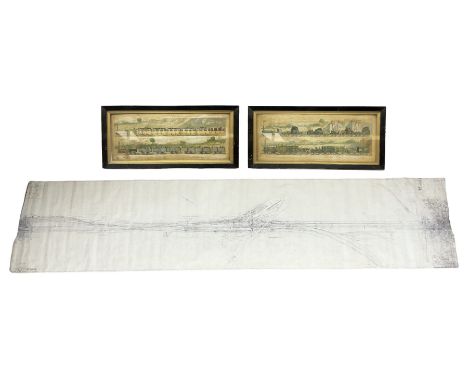 Two framed and glazed coloured carriage prints, Both depicting travelling on the Liverpool and Manchester railway 1831 the fi