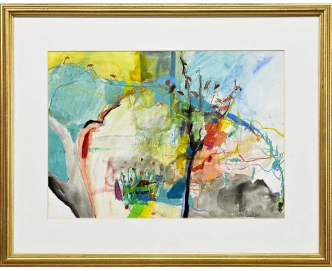 * LOUISE RITCHIE, COLOUR TREE mixed media on paper, signed, titled label versomounted, framed and under glassimage size 34cm 