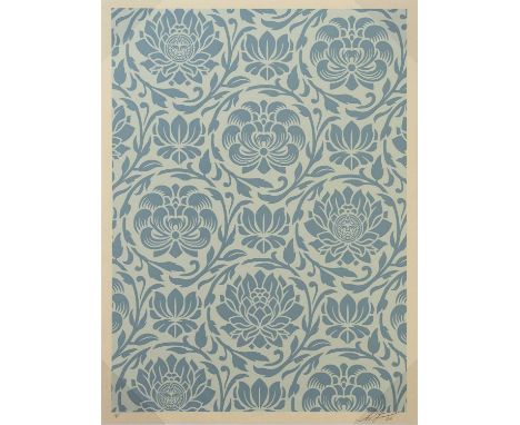 SHEPARD FAIREY (AMERICAN b. 1970), FLORAL HARMONY LIGHT BLUE YIN/YANG aritst's proof screenprint on fine art paper, signed in