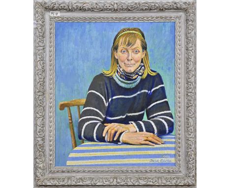 * DEREK CLARKE MBE RSA (BRITISH 1912 - 2014), PORTRAIT OF PAT SEMPLE oil on canvas, signed and dated 1992, titled label verso