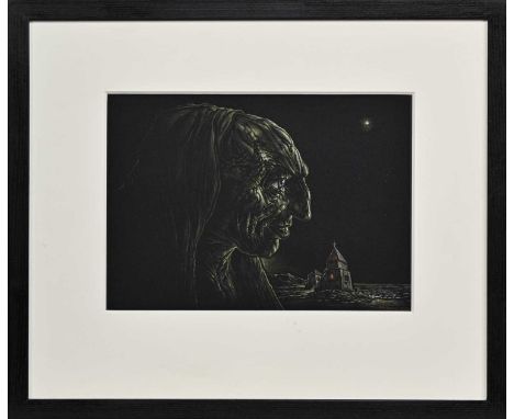 * PETER HOWSON OBE (SCOTTISH b. 1958), MAGNUS mixed media on paper, signed and dated 2017, titled label versomounted, framed 