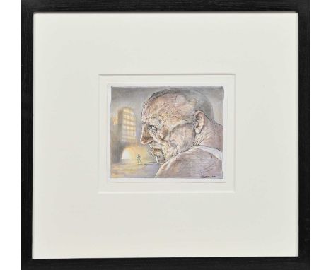 * PETER HOWSON OBE (SCOTTISH b. 1958), RAVEN mixed media on paper, signed and dated 2022, titled versomounted, framed and und