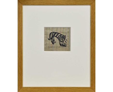 * WILLIE RODGER RSA RGI (SCOTTISH 1930 - 2018), NEIGHBOUR'S CAT artist's proof woodcut print on paper, signed, titled and num