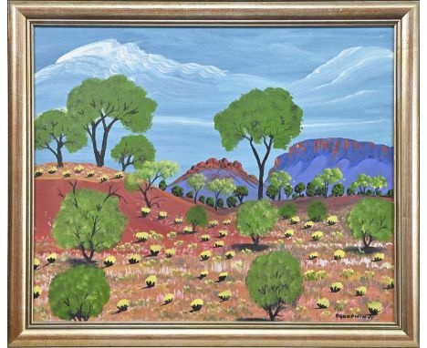 DANIEL GOODWIN (AUSTRALIAN b. 1947), OUTBACK acrylic on canvas board, signed and dated '99framed and under glass image size 4