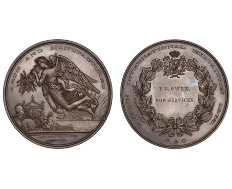 International Exhibition of Arts & Manufacturers, Dublin, 1865, a copper award medal by A. Geefs, winged female figure flying