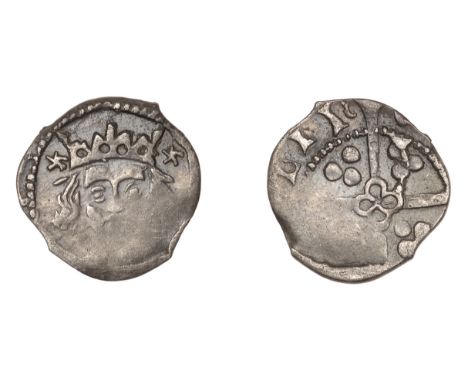 Edward IV (Second reign, 1471-1483), Light Cross and Pellets coinage, Penny, Dublin, mullets by crown, saltires by neck (?), 